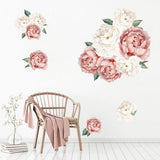 Creative Peony Flower Blossoming Peony Personality Combination Home Bedroom Decoration Romantic self-Adhesive Wall Stickers