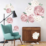 Creative Peony Flower Blossoming Peony Personality Combination Home Bedroom Decoration Romantic self-Adhesive Wall Stickers
