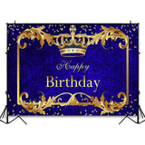 Royal Blue Boy Happy Birthday Photography Background Prince Crown Background Cloth Kids Birthday Party Decoration Vinyl Banner In Australia - Darrahopens