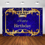 Royal Blue Boy Happy Birthday Photography Background Prince Crown Background Cloth Kids Birthday Party Decoration Vinyl Banner In Australia - Darrahopens