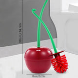 Cherry Toilet Brush and Holder Set Creative Cherry Giraffe Shape Round Bowl Scrubber Cleaner Set for Bathroom Kitchen (Cherry)