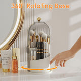 Makeup Brush Holder Organizer with Lid,Rotating Clear Dustproof Makeup Brushes Organizer for Vanity Desktop Bathroom Countertop