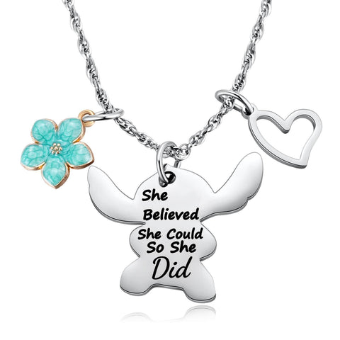 Cute Necklace Gifts for Women Girls, Inspired Birthday Christmas for Granddaughter Daughter Niece （blue）