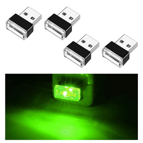 4 PCS USB LED Car Interior Atmosphere Lamp, Portable Mini LED Night Light, Universal Car Interior Accessories (Green) In Australia - Darrahopens