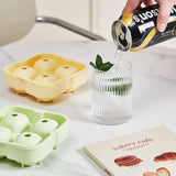 Tray Making Mold with Shaped Small Ice Cubes Silicone Round Cube Flower Shape for Chilling Whiskey Cocktail Bourbon Juice （2pcs）