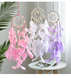 Bedroom Decorative Hanging Decorations Hangings Room ，Nursery Decor for Girls Boys, Handmade Feather Wall Decor with Lights（2pcs）