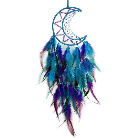 Moon Dream Catcher for Bedroom Black&Blue Feather Dreamcatcher for Kids Girls Adult Dream Catchers Ornaments for Bedroom（2pcs）