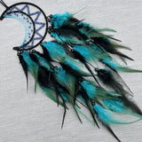 Moon Dream Catcher for Bedroom Black&Blue Feather Dreamcatcher for Kids Girls Adult Dream Catchers Ornaments for Bedroom（2pcs）