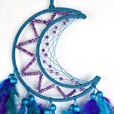 Moon Dream Catcher for Bedroom Black&Blue Feather Dreamcatcher for Kids Girls Adult Dream Catchers Ornaments for Bedroom（2pcs）