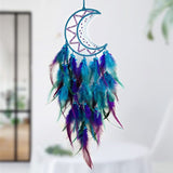 Moon Dream Catcher for Bedroom Black&Blue Feather Dreamcatcher for Kids Girls Adult Dream Catchers Ornaments for Bedroom（2pcs）