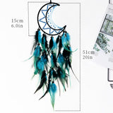Moon Dream Catcher for Bedroom Black&Blue Feather Dreamcatcher for Kids Girls Adult Dream Catchers Ornaments for Bedroom（2pcs）