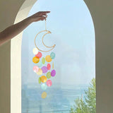 Shell Moon Wind Chime Wall Decor Hanging Mobile Decorative Ocean Handmade Home Decor Eye-catching Exquisite Creative（3pcs）