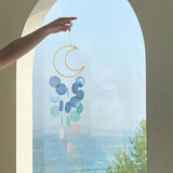 Shell Moon Wind Chime Wall Decor Hanging Mobile Decorative Ocean Handmade Home Decor Eye-catching Exquisite Creative（3pcs）