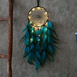 LED Lights Handmade Feather Dreamcatcher Wall Hanging Ornament Home Decor for Kids Children Girls Adults Bedroom Birthday Gift