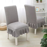 Easy-Going Dining Chair Covers Stretch Parsons Chair Slipcover with Skirt Chair Covers for Dining Room Restaurant Banquet (3 PCS)