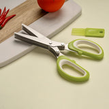 Multipurpose 5 Blade Kitchen Herb Shears Herb Cutter with Safety Cover and Cleaning Comb for Chopping Chive (3pcs)