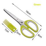 Multipurpose 5 Blade Kitchen Herb Shears Herb Cutter with Safety Cover and Cleaning Comb for Chopping Chive (3pcs)