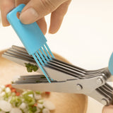 Multipurpose 5 Blade Kitchen Herb Shears Herb Cutter with Safety Cover and Cleaning Comb for Chopping Chive (3pcs) In Australia - Darrahopens