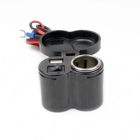 Motorcycle Phone,Handlebar Power Cigarette Lighter Socket Single USB Blue LED Waterproof for Electronic Devices