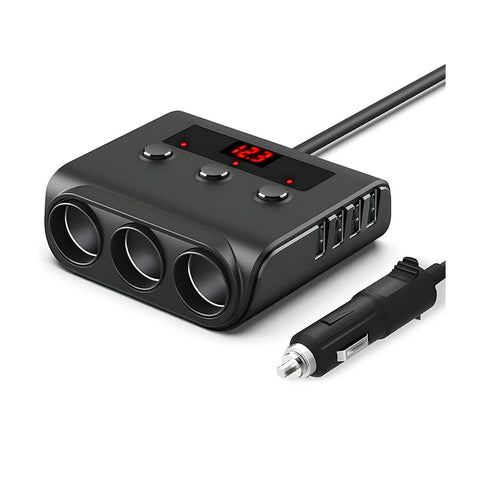 Car Cigarette Lighter Adapter,4 USB Socket Splitter Car Chargers,LED Voltage Display On/Off Switches,Automotive Cigarette Lighter