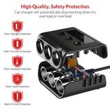 Car Cigarette Lighter Adapter,4 USB Socket Splitter Car Chargers,LED Voltage Display On/Off Switches,Automotive Cigarette Lighter