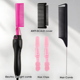 Pink Hot Comb Electric Hot Comb Heating Pressing Combs Hair Straightening Hot Comb Hair Straightener Heat Pressing Combs