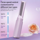 2pc Rechargeable Mini Hair Straightener Cordless Heating Comb Iron LCD Display Portable Travel Heat Brush In Australia - Darrahopens
