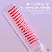 2pc Rechargeable Mini Hair Straightener Cordless Heating Comb Iron LCD Display Portable Travel Heat Brush