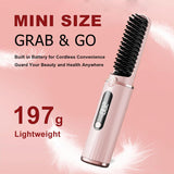 2pc Cordless Hair Straightener Brush for Women,Electric Hair Straightening Comb with Negative Ions,Fast Heating,Rechargeable In Australia - Darrahopens