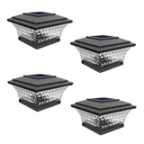 4 pc Solar Post Cap Lights Outdoor Lighting Deck Fence Two Modes Warm White Color Changing Suitable for Wooden Brushed Copper