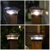 4 pc Solar Post Cap Lights Outdoor Lighting Deck Fence Two Modes Warm White Color Changing Suitable for Wooden Brushed Copper