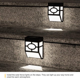 4pc Solar Lights Outdoor, Decorative Solar Fence Lights Waterproof, Solar Deck Lights for Deck, Fence, Patio, Yard