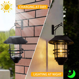 Hanging Wireless Solar Lantern, Waterproof Solar Lights with Wall Mount Kit for Garden Patio Porch Fence Decor