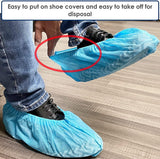 Shoe Covers  Disposable Blue Boot & Shoe Covers. Reusable Premium Durable Booties with Non Slip Treads