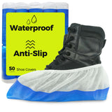 100pc Premium Disposable Non Slip Boot & Shoe Covers - Pack of  - Waterproof Double Layer Bottom - Extra Thick, Durable, Recyclable