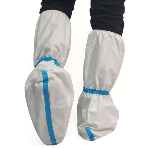 6 Pairs Disposable Hazmat Boot and Shoe Covers Knee High Booties Non-Slip and Waterproof White  Tall