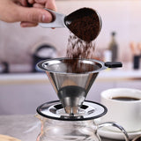 Reusable Stainless Steel Pour Over Coffee Filter Paperless Metal Coffee Strainer Single Cup Pour Over Coffee Maker Pour