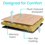 2pc Memory Foam Sheepskin Pad for Office & Transport Chair - Soft Support Cushion Accessories for Padded Arm Rest, Kids, Adults In Australia - Darrahopens