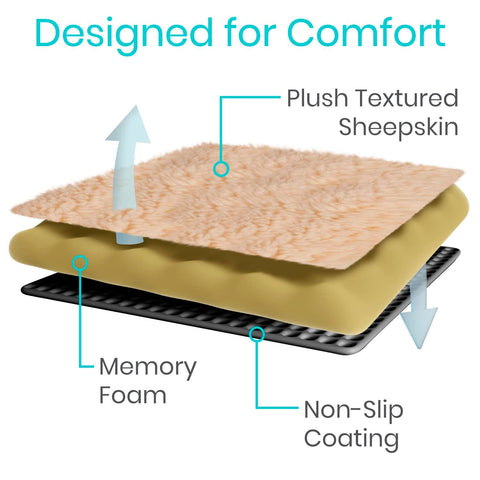 2pc Memory Foam Sheepskin Pad for Office & Transport Chair - Soft Support Cushion Accessories for Padded Arm Rest, Kids, Adults In Australia - Darrahopens