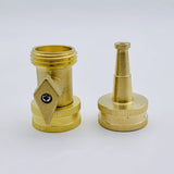 Brass Hose Nozzle - High Pressure Jet Nozzle  Heavy Duty Water Hose Sprayer Sweeper with Hose Shutoff Valve