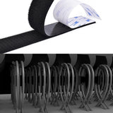 6pc Hook and Loop Tape self Adhesive Sticky Back Interlocking Nylon Fabric Fastener Heavy Duty Adhesion Strip Tape reclosable Black