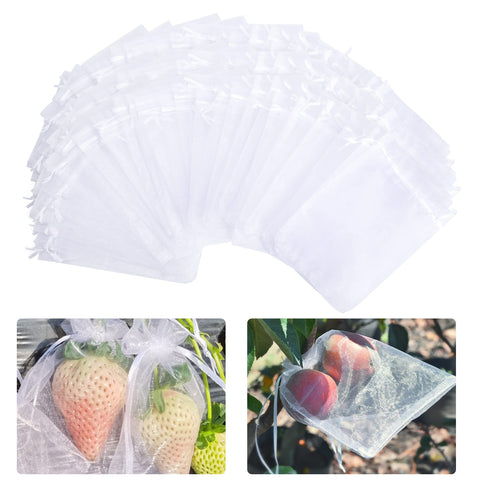100 Pieces Fruit Netting Bags -  Fruit Protection Bags with Drawstring, Garden Plant Net Barrier Bag for Tomatoes, Grapes, Mangoes In Australia - Darrahopens