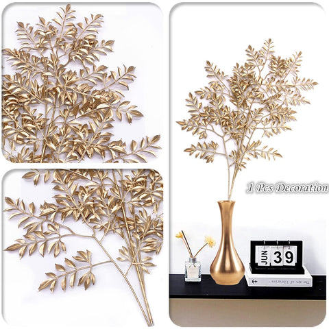 2pc Gold Ferns Artificial Plants Large Tall Christmas Decorations, Fake Golden Boston Leaves Plastic Fern Palm Bushes In Australia - Darrahopens