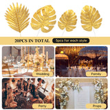 20pcs Artificial Plants Palm Leaves Plastic Gold Tropical Party Leaves Decorations Wedding Decorations Simulated Golden Turtle Leaf In Australia - Darrahopens