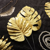 20pcs Artificial Plants Palm Leaves Plastic Gold Tropical Party Leaves Decorations Wedding Decorations Simulated Golden Turtle Leaf In Australia - Darrahopens