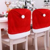 2 PCS Red Hat Dining Chair Slipcovers，Christmas Chair Back Covers Kitchen Chair Covers for Christmas Holiday Festival Decoration