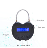 Time Lock LCD Display Time Lock Multi-Function Electronic Timer, USB Rechargeable Timer Padlock (Black)