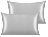 Bedsure Satin Pillowcase for Hair and Skin Queen - Silver Grey Silky Pillowcase  - Set of 2 with Envelope Closure,Similar to Silk