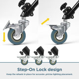 Professional Swivel Caster for Photography Light Stand Wheels Set(3 Pack),Durable Metal Constuction and Rubber Base