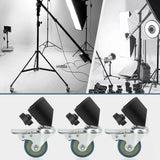 Professional Swivel Caster for Photography Light Stand Wheels Set(3 Pack),Durable Metal Constuction and Rubber Base